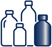 Illustration of a cluster of essential oil bottles and vials